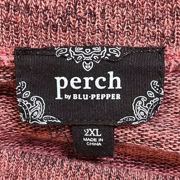 Perch Pink & Black Tweed Sweater with Tan Side Buttons & Elbow Patches, Size 2X - Picture 7 of 8